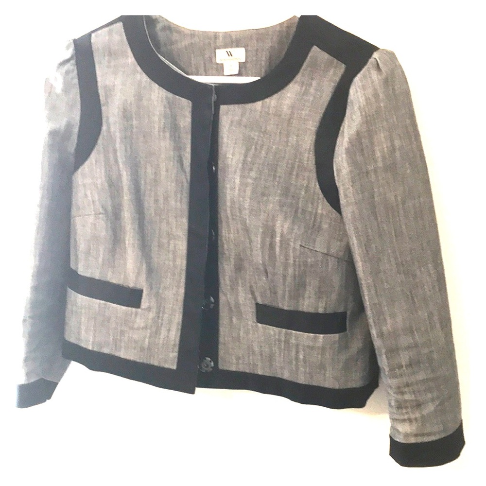 Cropped Jacket - Grey & Black Button Up